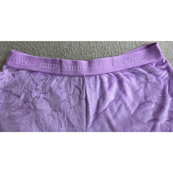 Juicy Couture Lilac Velour Sleep Shorts Sz M Bling Rhinestone Soft Pajama Short - Picture 3 of 7